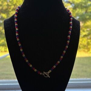 Red Yellow Blue Snow White Inspired Handmade Beaded Jewelry Necklace Disney